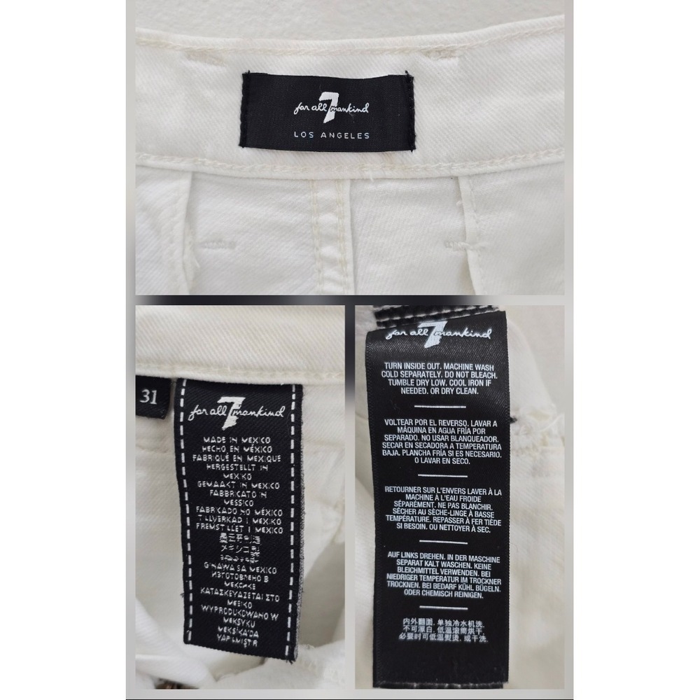 7 For All Mankind White Flare Leg Jeans Braided‎ Trim Pocket Denim Womens 31 - Picture 6 of 8